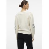 Vero Moda Trui Vmgaia Ls O-neck Embroidery Pullove 10314221 Birch/w. Black Dames