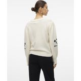 Vero Moda Trui Vmgaia Ls O-neck Embroidery Pullove 10314221 Birch/w. Black Dames