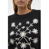Vmgaia - Gebreide Pullover - O-hals - Lange Mouwen - Geborduurd Detail