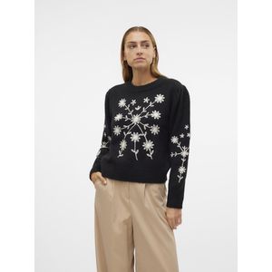 Vero Moda Trui Vmgaia Ls O-neck Embroidery Pullove 10314221 Black/w. Birch Dames