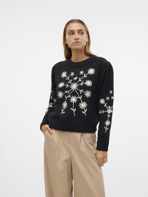 Vmgaia - Gebreide Pullover - O-hals - Lange Mouwen - Geborduurd Detail