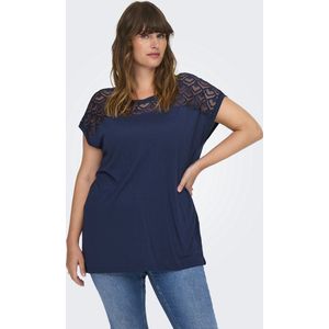 ONLY CARMAKOMA - Top - Zwart - Viscose - Kanten Detail