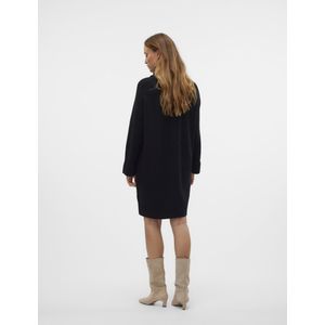 Gebreide Jurk - Waterval Hals - Lange Mouwen - Regular Fit