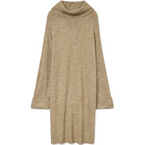 Tricot Jurk - Gebreid - Waterval Hals - Lange Mouwen - Regular Fit