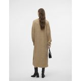 Gebreide Jurk - V-Hals - Lange Mouwen - Ballonmouwen - Regular Fit