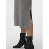 Gebreide Jurk - V-Hals - Lange Mouwen - Ballonmouwen - Regular Fit