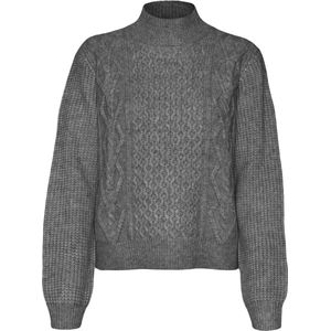 VERO MODA VMUNIVERSE LS Highneck Pullover GA BF, Medium grijs (grey melange), L