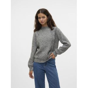 VERO MODA VMUNIVERSE LS Highneck Pullover GA BF, Medium grijs (grey melange), L