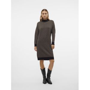 Vero Moda - Vmaria Art S Highneck Knee Dress - Zwart - Gebreide Jurk