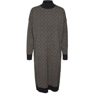 Vmaria - Midi-jurk - Gebreide Jurk - Knielengte - Hoge Hals - Lange Mouwen