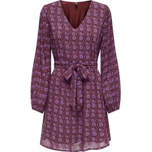 ONLY - Bedrukte Korte Jurk - Rood/Roze - Polyester