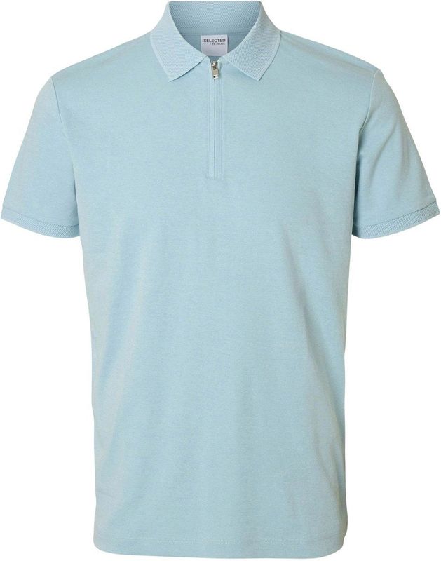 SELECTED HOMME Poloshirt SLHFAVE ZIP Korte Mouwen - Winter Sky