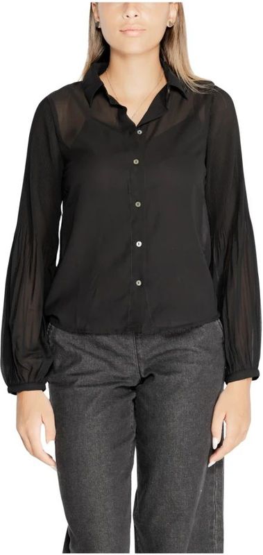 Only - Blouse - Zwart - Lange Mouwen - Knopen