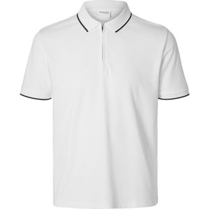 Selected Homme - Slhfave Sport Zip Polo Shirt - Wit - Katoen