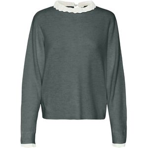 VERO MODA - Trui - Groen - Viscose - Lange Mouwen, Kant