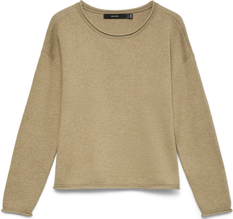 Gebreide Pullover - O-hals - Lange Mouwen - Verlaagde Schoudernaden - Standard Fit