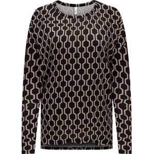 ONLY - Onlana L/S AOP Top - Zwart AOP Beige - Katoen