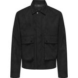 Onsyuki - Jas - Zwart - Biker Kraag - Lange Mouwen - Ritssluiting - Polyester Voering