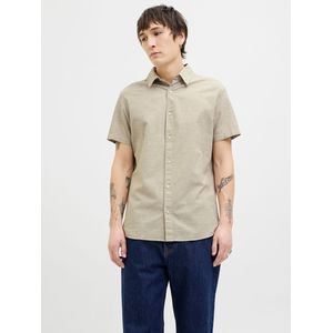 JACK & JONES ESSENTIALS linnen casual overhemd beige