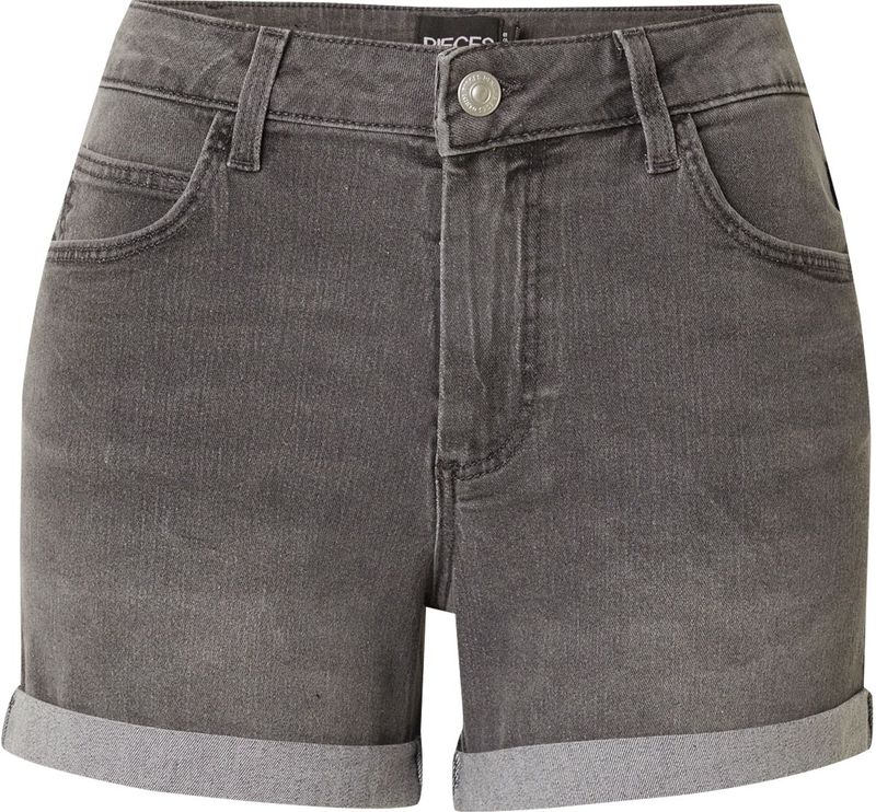 PIECES - PCPEGGY - Jeans - Grijs - Denim, 5-pocket-style, Mid Waist, Heavy Washed