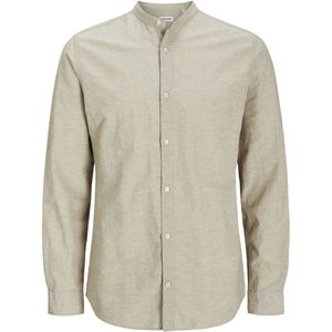 Overhemden - Katoen-Linnen Overhemd - Blauw - Slim Fit