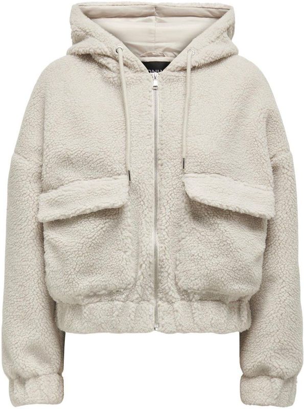 Only - Onltanja Teddy Hood Jacket - Jas - Pumice Stone - Dames