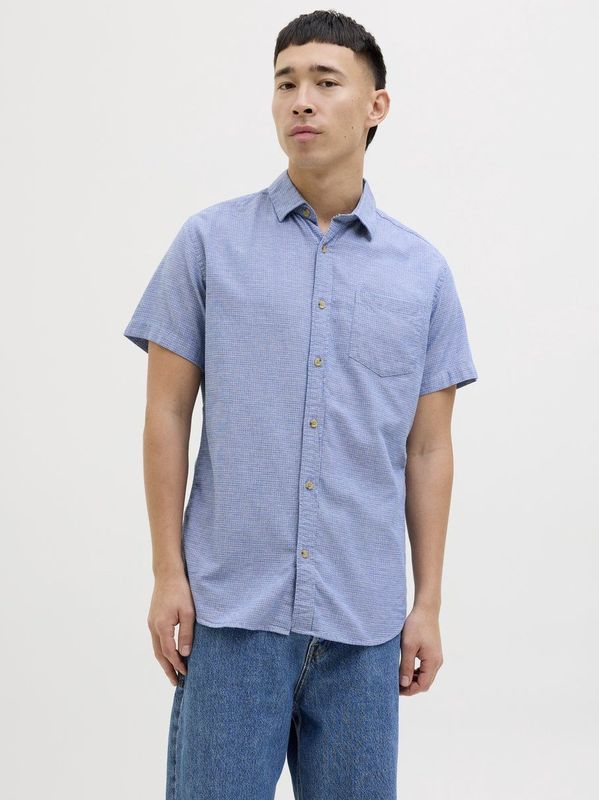 Jack & Jones - Gemêleerd Overhemd - Ensign Blue - 100% Katoen