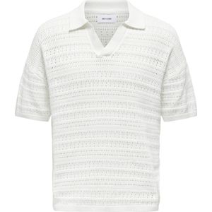 Only & Sons - V-hals Polo - Wit - Katoen - Korte Mouwen