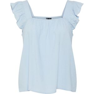 PIECES - PCPia - Blouse - Lichtblauw - Viscose, Gevoerde Zoom, Uitgesneden Rug