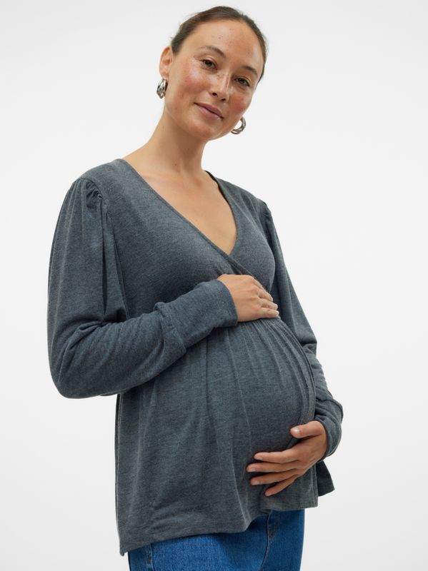 MAMALICIOUS - Shirt - Grafiet - Gerecycled Materiaal - Met Borstvoedingsfunctie