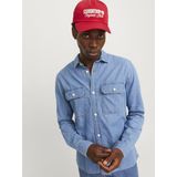 Overhemden - Twill - Blauw - 65% Katoen - Comfort Fit