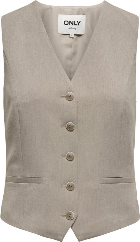 Only - Onliris-hattie - Gilet - Taupe Grijs Gemêleerd - Dames