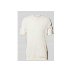 Selected Homme - Slhtray SS Knit - T-shirt - Beige - 100% Merino Wol - RWS Gecertificeerd