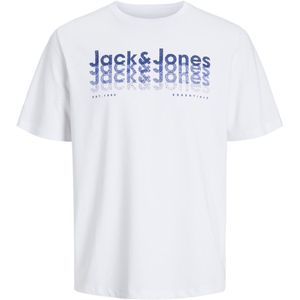JACK & JONES - Jjtex Tee - T-shirt - Wit/Blauw - Katoen - 1 stuk