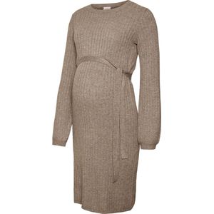 Jerseyjurken - Gebreide Jurk - O-hals - Lange Mouwen - Riemsluiting - Knielengte