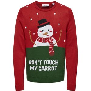 Only & Sons Trui Onsxmas Reg 5 Placement Crew Knit 22031170 Pompeian Red/snowman Mannen Maat - L