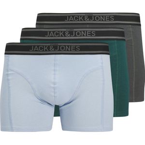 Jack & Jones - Aiden Solid Trunk - Boxershorts - Lichtblauw - Donkergroen - Donkergrijs - Zwart - 3-pack - Aansluitende Pasvorm