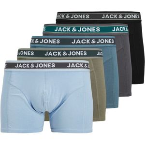Jack & Jones - Evan Solid Trunk - Boxershorts - Lichtblauw - Olijfgroen - Blauw - Donkergrijs - Zwart - 5-pack