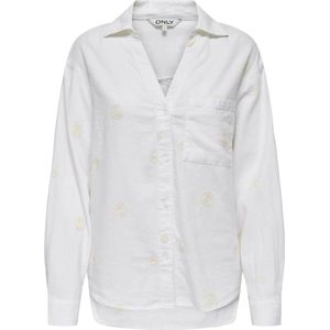 Only - Onlcaro Linen Blouse - Bright White/Pumice Sto - 70% Viscose, 30% Linnen