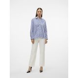 Vero Moda Vminge Stone Ls Shirt - Snow White/Blue - Lange Mouwen