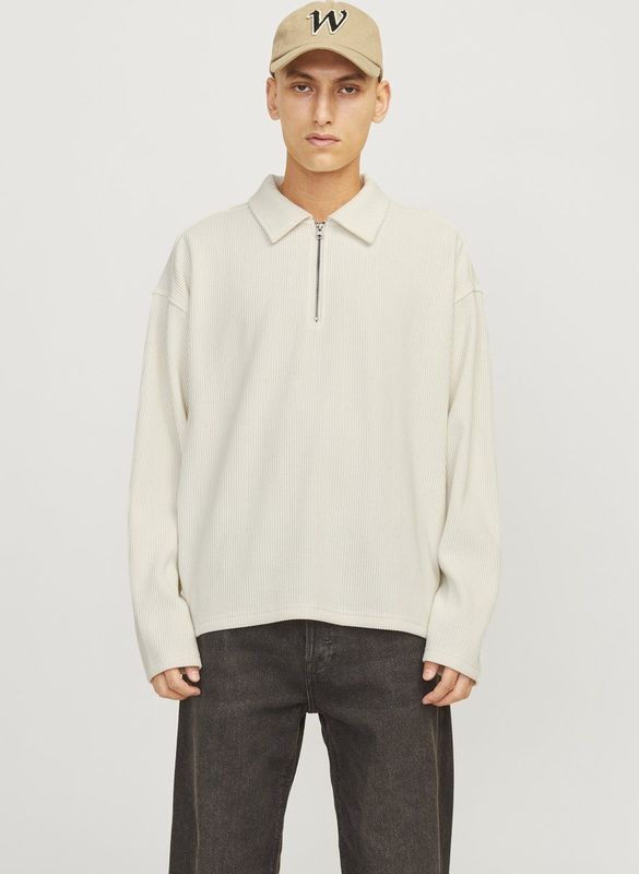 Jack & Jones - Jorrick Plisse - Sweatshirt - Brons - Met Ritssluiting