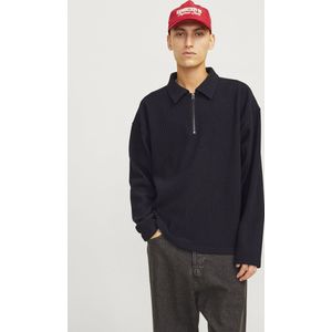 Jack&jones - Jorrick Plisse Sweat Zip Split Polo Ln - Heren - Sweaters