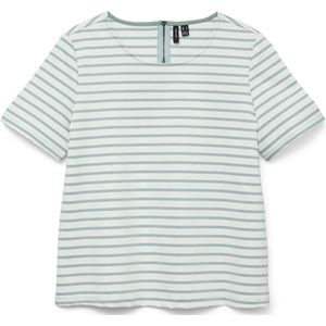 Vero Moda - Vmabby Ss Zip Top - T-shirt - Snow White/Gray Mist - Polyester/Viscose/Elastaan