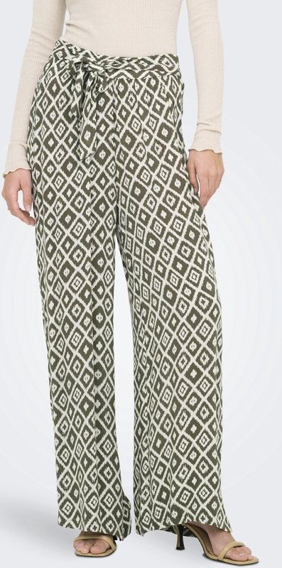 Only - Onlpakja Life Aop Belt Pants - Pantalon - Balsam Green - 100% Viscose Lenzing Ecovero