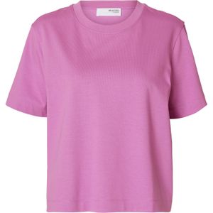 Selected Femme - Slfessential SS Boxy TEE - T-shirt - Roze - Linnen