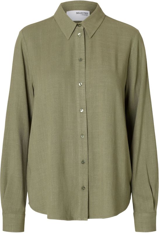 SELECTED - SLFViva - Blouse - Olijfgroen - Lange Mouw