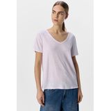 Object - Objthea Re V-neck Top - T-shirt - Wit - 50% Linnen 50% Polyester