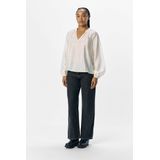 Blouse - V-hals - Lange Mouwen - Ballonmouwen - Losse Pasvorm - Groen - TENCEL™