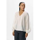 Blouse - V-hals - Lange Mouwen - Ballonmouwen - Losse Pasvorm - Groen - TENCEL™