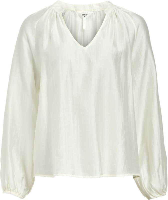 Blouse - V-hals - Lange Mouwen - Ballonmouwen - Losse Pasvorm - Groen - TENCEL™